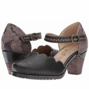 Spring Step L’Artiste Parchelle leather black brown perforated shoe 40 US 9 Heel